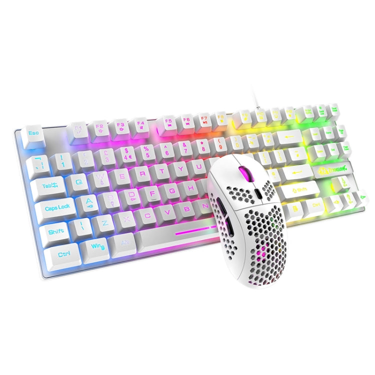 Frendorf | ZIYOU LANG T2 88 Tasten Gaming Mechanische Leuchtende Tastatur und Maus Set, Kabellänge: 1.6m(Weiß)