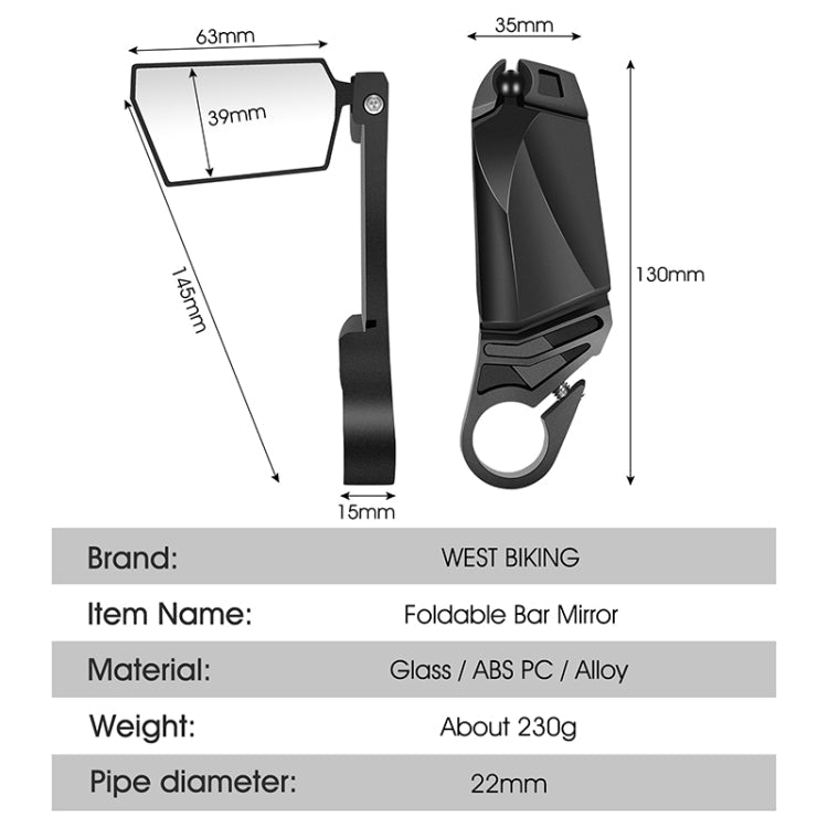 Frendorf | WEST BIKING Fahrradlenker Faltspiegel (Schwarz)