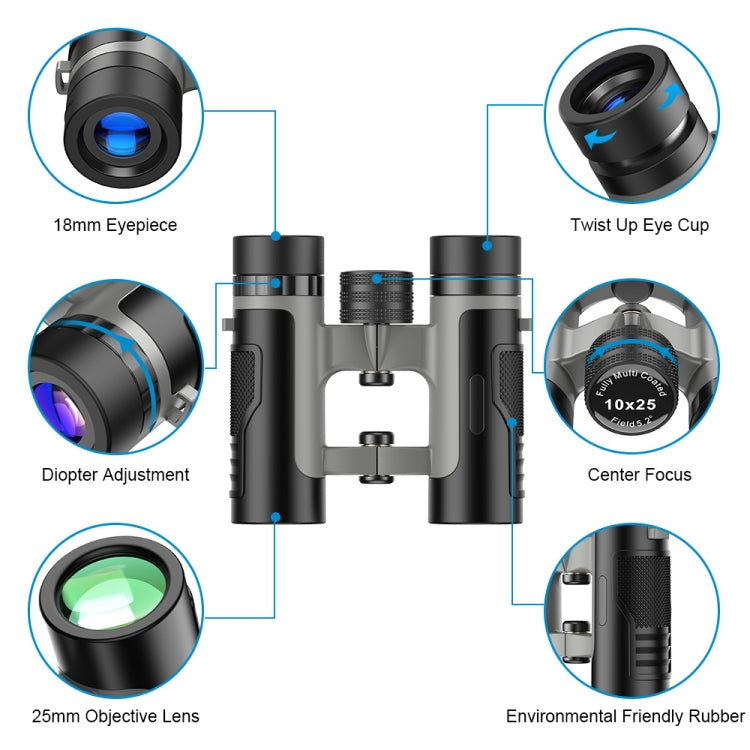 Frendorf | APEXEL 10 x 25 Fernglas BAK4 Prisma Zoom-Teleskop für Vogelbeobachtung Jagd Wandern (Schwarz)