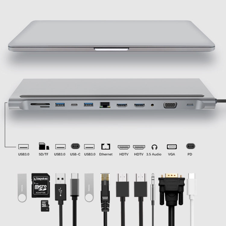 Frendorf | 12 In 1 Typ C Laptop Smart Docking Station(Grau)
