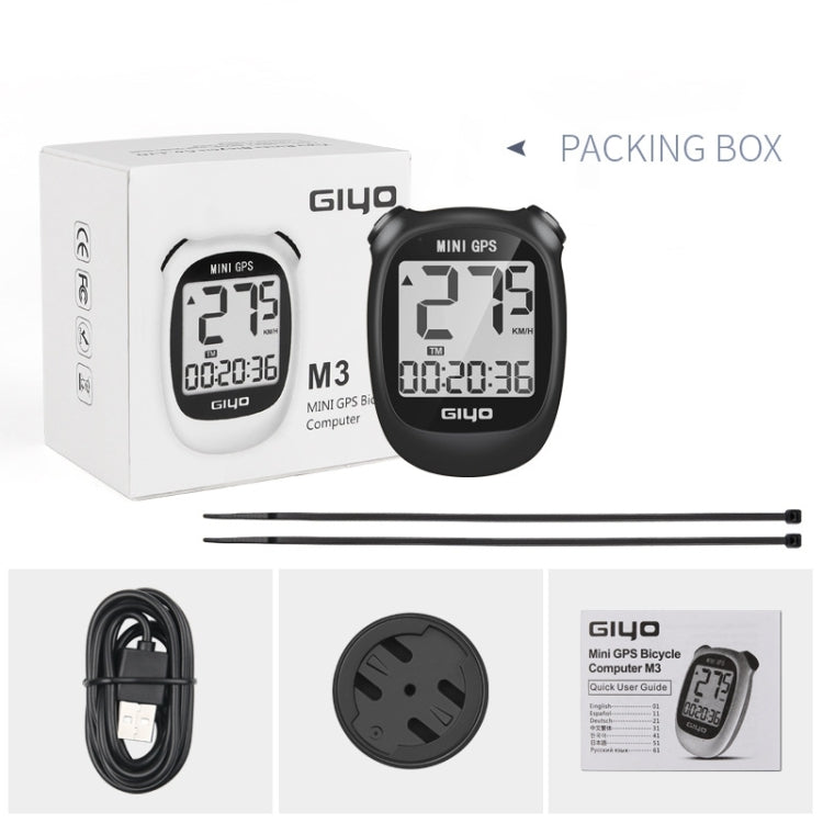Frendorf | GIYO M3 LCD Display Fahrrad GPS Cycling Computer Drahtloses Straßenfahrrad Stopuhr Velocimeter (Schwarz)