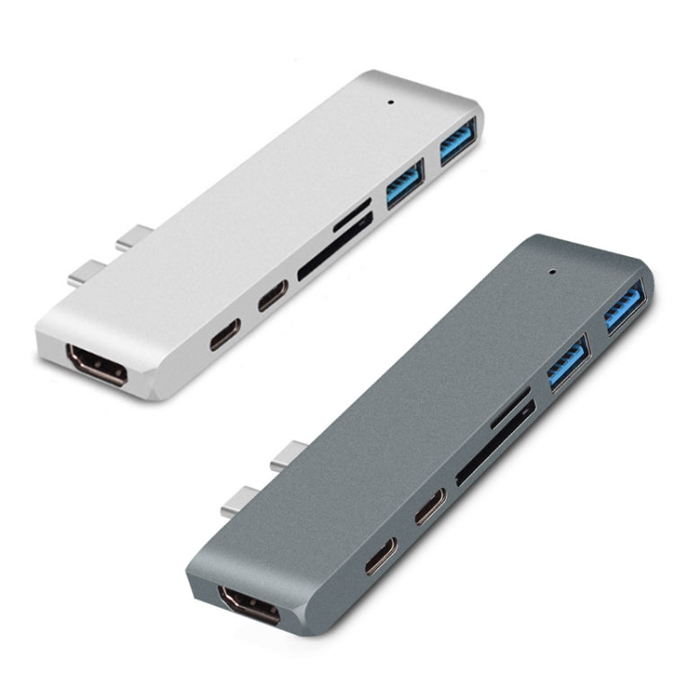 Frendorf | 7 In 1 100W USB 3.1 Zu 20VPD+Karteleser Daten+HUB+HDMI 4K Konverter(Silber)