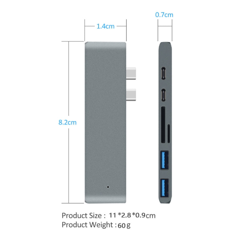 Frendorf | 7 In 1 100W USB 3.1 Zu 20VPD+Karteleser Daten+HUB+HDMI 4K Konverter(Silber)