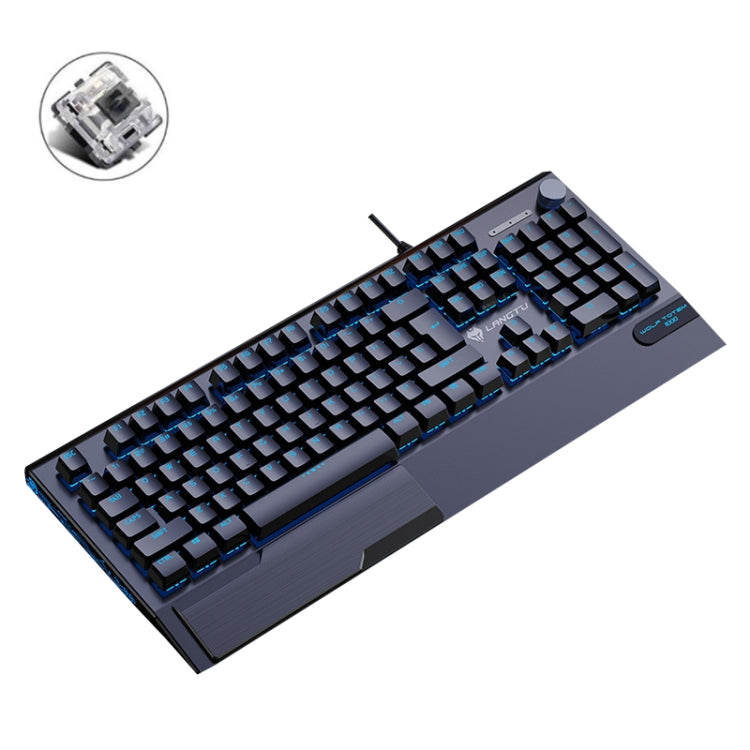 Frendorf | LANGTU K1000 104 Tasten Luminous Verkabelte Tastatur, Kabel Länge: 1,5m (Schwarz Schwarzer Schaft Eisblaues Licht)