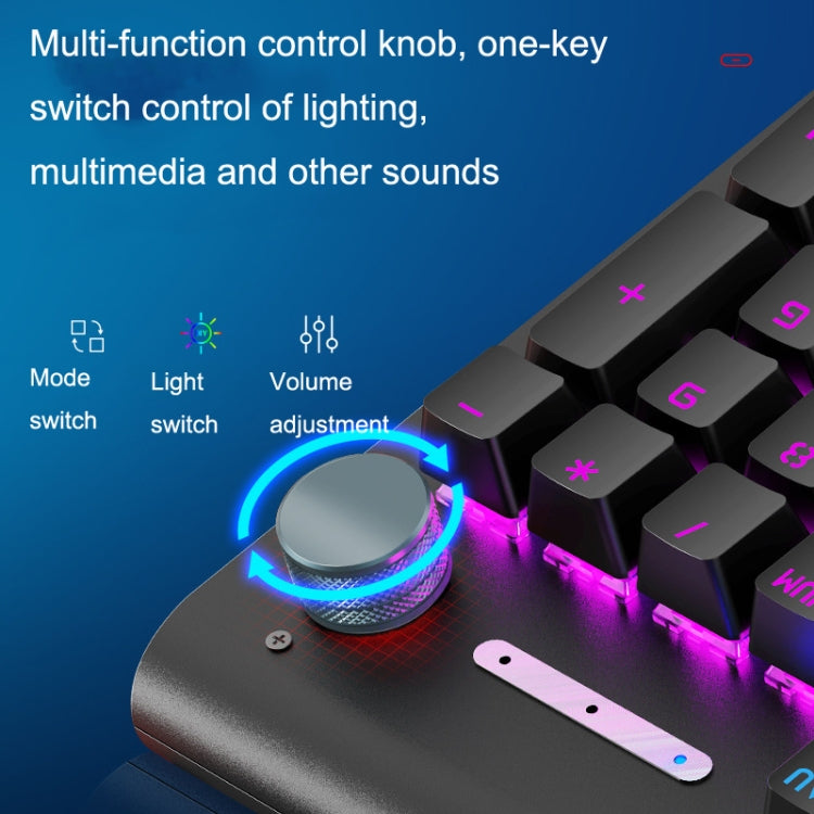 Frendorf | LANGTU K1000 104 Tasten Luminous Verkabelte Tastatur, Kabel Länge: 1,5m (Schwarz Schwarzer Schaft Eisblaues Licht)