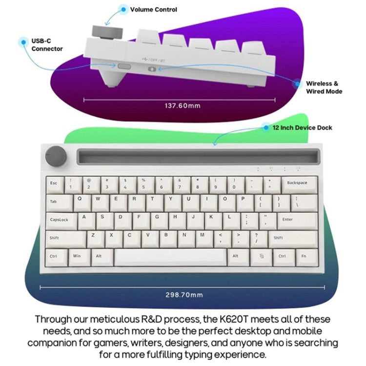 Frendorf | Ajazz K620T 62 Tasten Bluetooth Wireless Dual Mode Mechanische Tastatur, Stil: Pink Shaft (Weiß)