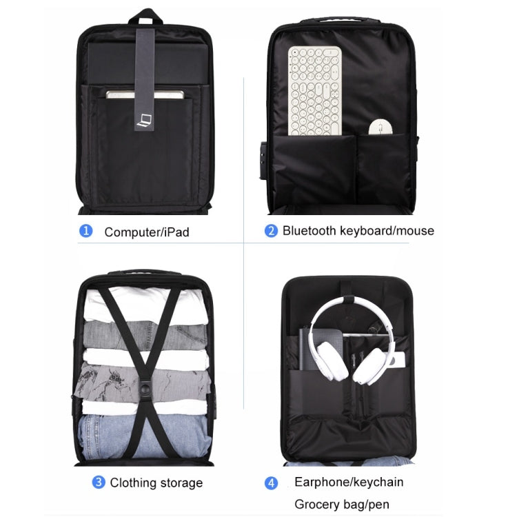 Frendorf | Harte Schalen Rucksack Legierungsrahmen Diebstahlschutz Computer Tasche für Männer, Farbe: 8003 Schwarz