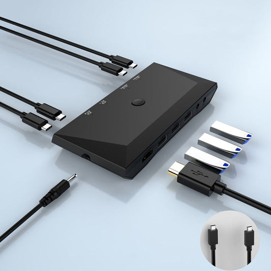 Frendorf | 2 In 1 Out 4K 60Hz Typ-C Notebook Dedizierter KVM Switch(Schwarz)