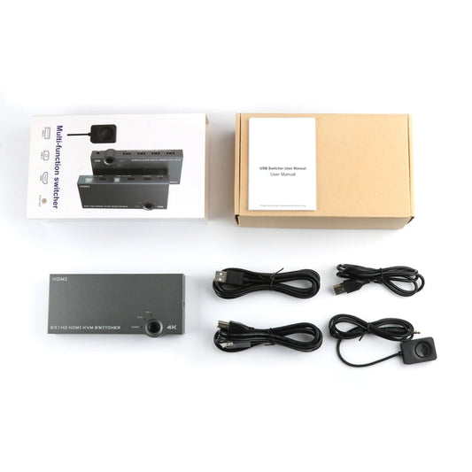 Frendorf | 2 In 1 Out 4K 60Hz KVM HDMI Switch USB Swltch Splitter Box HUB (Silber Grau)