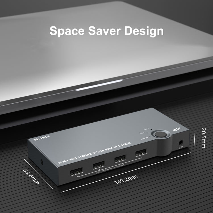 Frendorf | 2 In 1 Out 4K 60Hz KVM HDMI Switch USB Swltch Splitter Box HUB (Silber Grau)