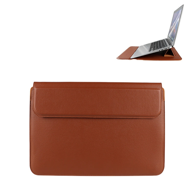Frendorf | PU08DZ Leren Laptop Liner Tas met Staande Functie, Maat: 13,3 inch (Rundvacht Geel)