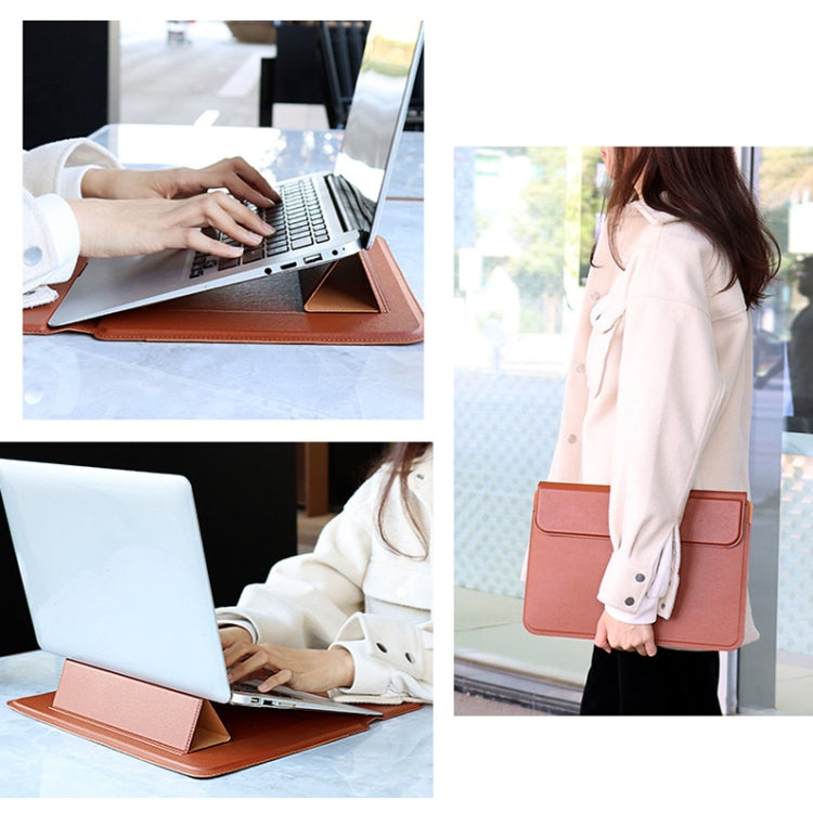 Frendorf | PU08DZ Leren Laptop Liner Tas met Staande Functie, Maat: 13,3 inch (Rundvacht Geel)