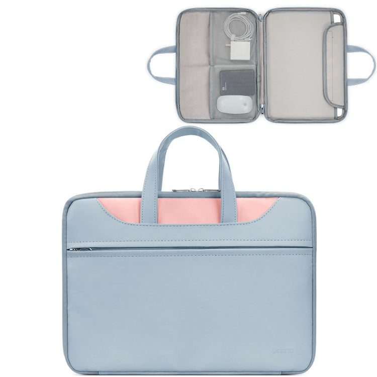 Frendorf | Baona BN-Q006 PU Leder Vollöffnung Laptop Handtasche für 11/12 Zoll (Himmelblau + Pink)