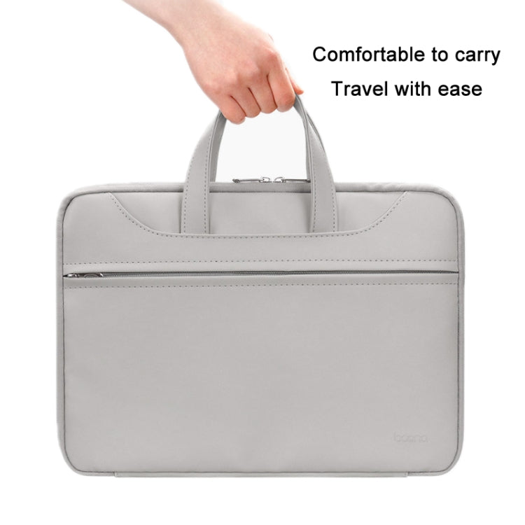 Frendorf | Baona BN-Q006 PU-Leder Vollöffnung Laptop Handtasche Für 13/13,3 Zoll (Grau Dick)
