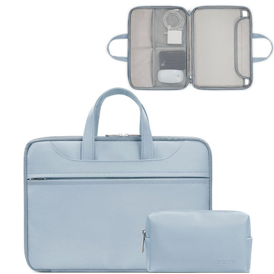 Frendorf | Baona BN-Q006 PU Leder Vollöffnung Laptop Handtasche Für 13/13,3 Zoll (Himmel Blau + Power Bag)