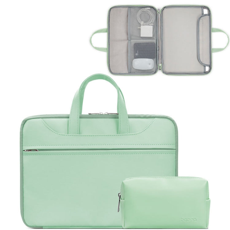 Frendorf | Baona BN-Q006 PU Leder Volle Öffnung Laptop-Handtasche Für 14 Zoll (Minzgrün + Power-Bag)