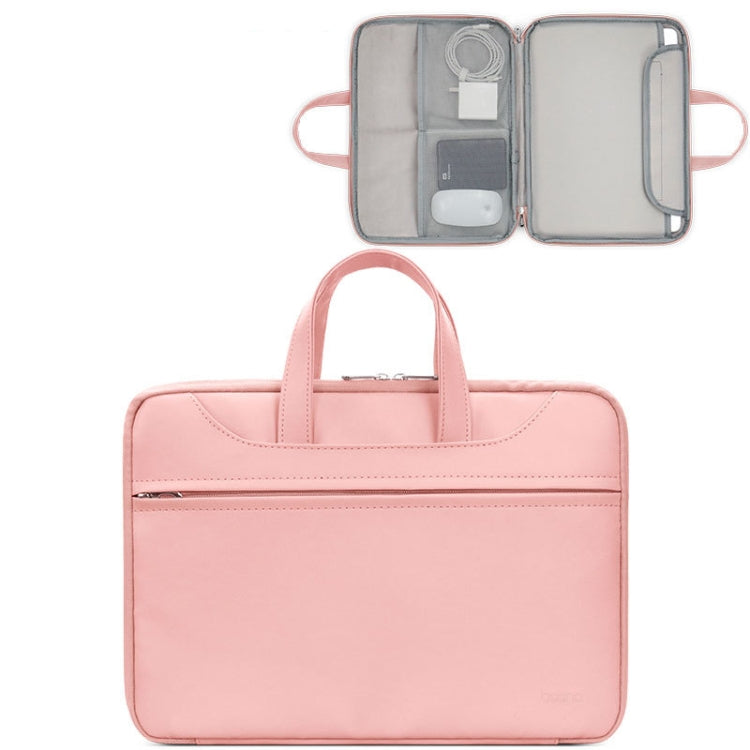 Frendorf | Baona BN-Q006 PU Leder Vollöffnung Laptop Handtasche für 15/15,6/16 Zoll (Rosa)