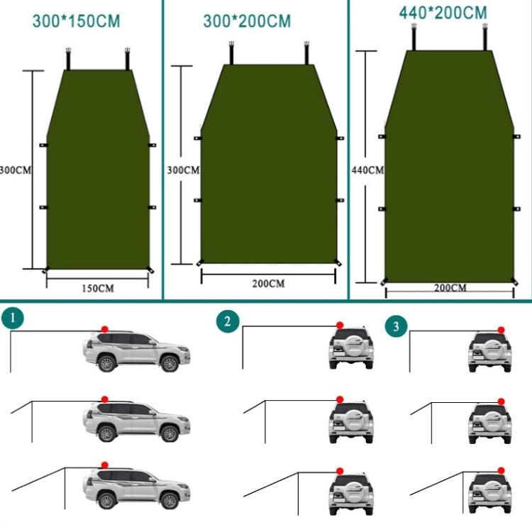 Frendorf | Outdoor Picknick Campingzelt An Der Seite Des Autos Regenfeste Überdachung 300x200cm (Dunkelgrau)