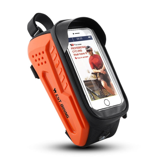 Frendorf | WEST BIKING Fahrrad Vorderbeutel TPU Hartschalen Fahrfrontträger Tasche (Orange)