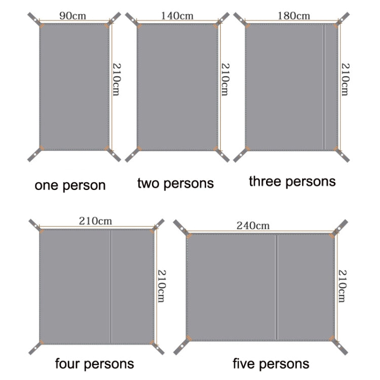 Frendorf | Outdoor Zeltmatten Verdicktes Oxford-Gewebe Wasserdichte Picknickmatte, Größe: 210x210cm (Schwarz)
