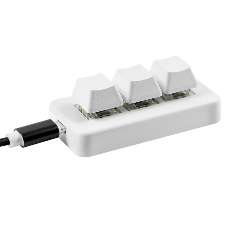 Frendorf | MK321 3 Tasten Benutzerdefinierte Tasten Spiel Büro PS Clip Makro Programmierung Tastatur, Kabellänge: 1,5 m (Weiß)
