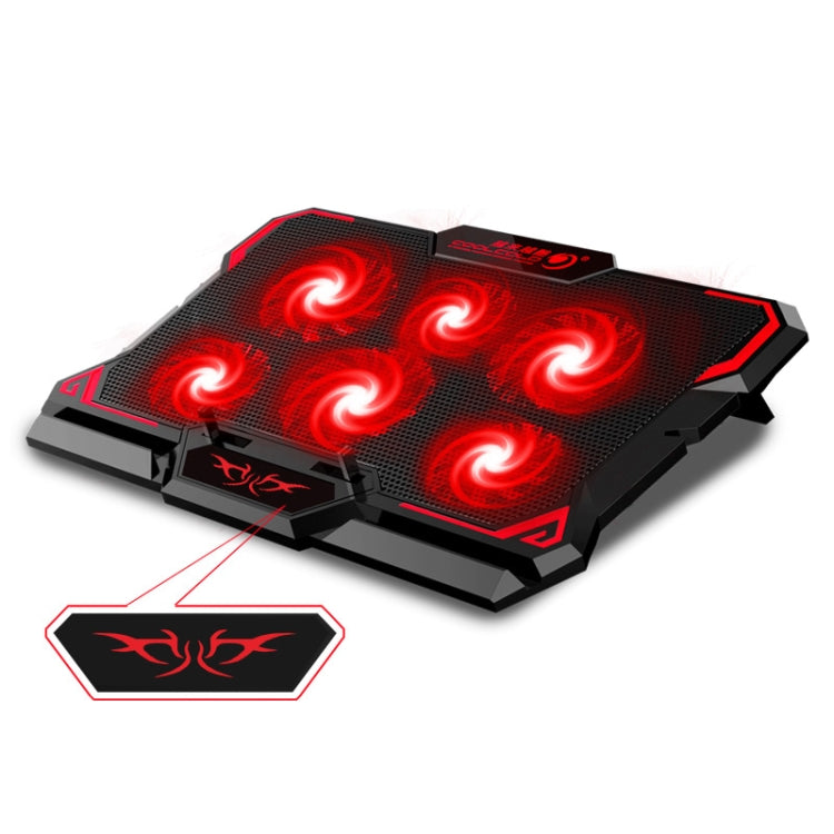 Frendorf | CoolCold 17 Zoll Gaming Laptop Kühler Sechs Lüfter Zwei USB-Anschlüsse 2600RPM Laptop Kühlpad (Schwarz Rot)