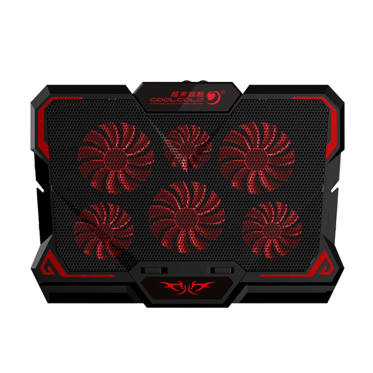 Frendorf | CoolCold 17 Zoll Gaming Laptop Kühler Sechs Lüfter Zwei USB-Anschlüsse 2600RPM Laptop Kühlpad (Schwarz Rot)