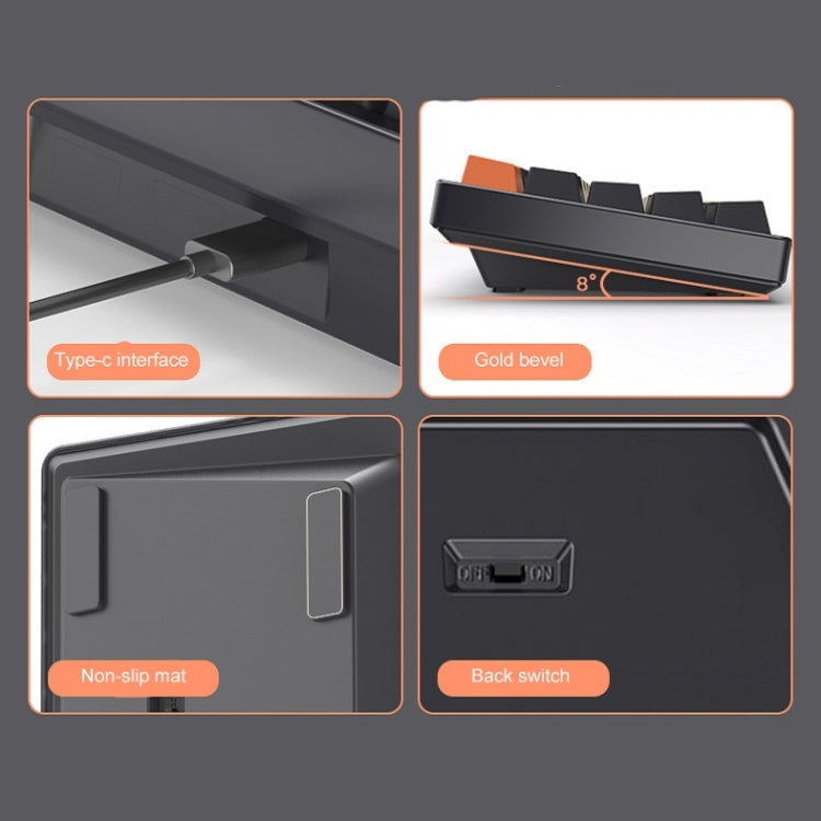 Frendorf | Bluetooth Verdrahtete 104-Tasten Zwei-Farben Translucent Keycap Mechanische Tastatur (Schwarz)