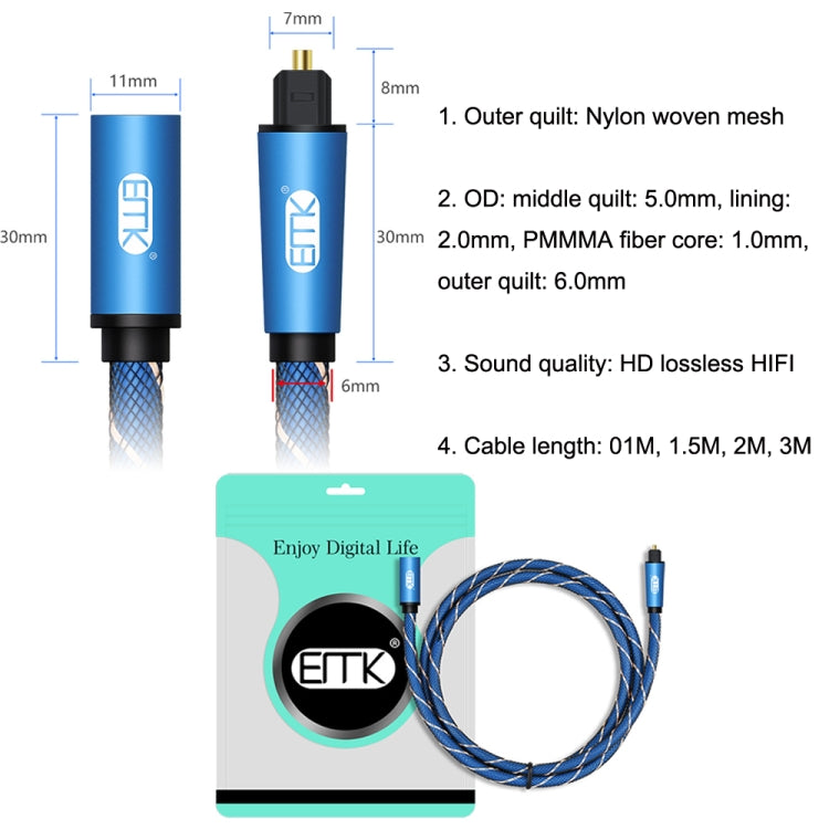 Frendorf | EMK Male To Female SPDIF Paired Digital Optical Audio Verlängerungskabel, Kabellänge: 3m (Blau)