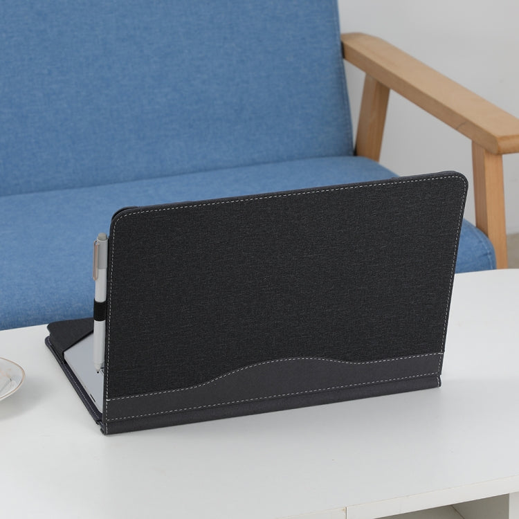 Frendorf | Leder All-in-One Anti-Diebstahl Schutzhülle für Microsoft Surface Laptop Studio (Baumwollgewebe-Textur-Schwarz)