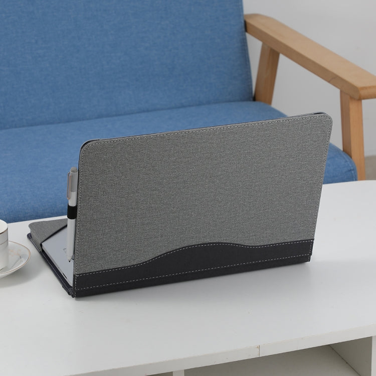 Frendorf | Leder All-in-One Anti-Drop Schutzhülle für Microsoft Surface Laptop Studio (Baumwollstofftextur - Hellgrau)
