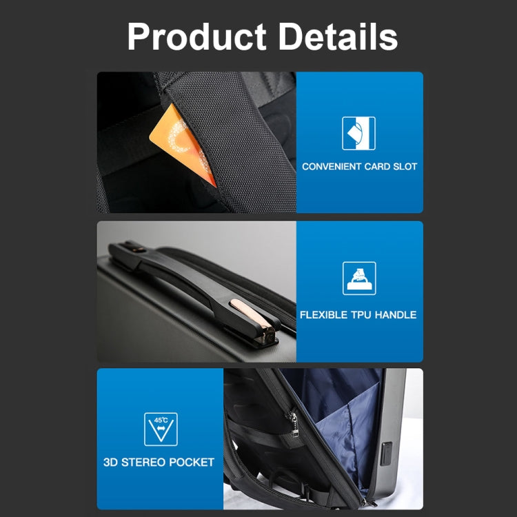 Frendorf | Bopai 61-93318A Hartschalen wasserdichter erweiterbarer Rucksack mit USB-Ladeanschluss, Spezifikation: Passwort (Silber)