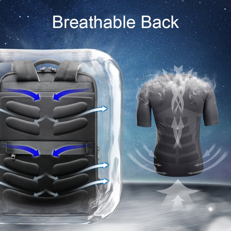 Frendorf | Bopai 61-68118 Multifunktionaler Verschleißfester Diebstahlschutz Laptop Rucksack mit USB Ladeanschluss (Silber Grau)