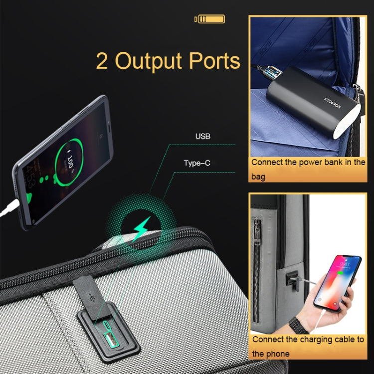 Frendorf | Bopai 61-68118 Multifunktionaler Verschleißfester Diebstahlschutz Laptop Rucksack mit USB Ladeanschluss (Silber Grau)