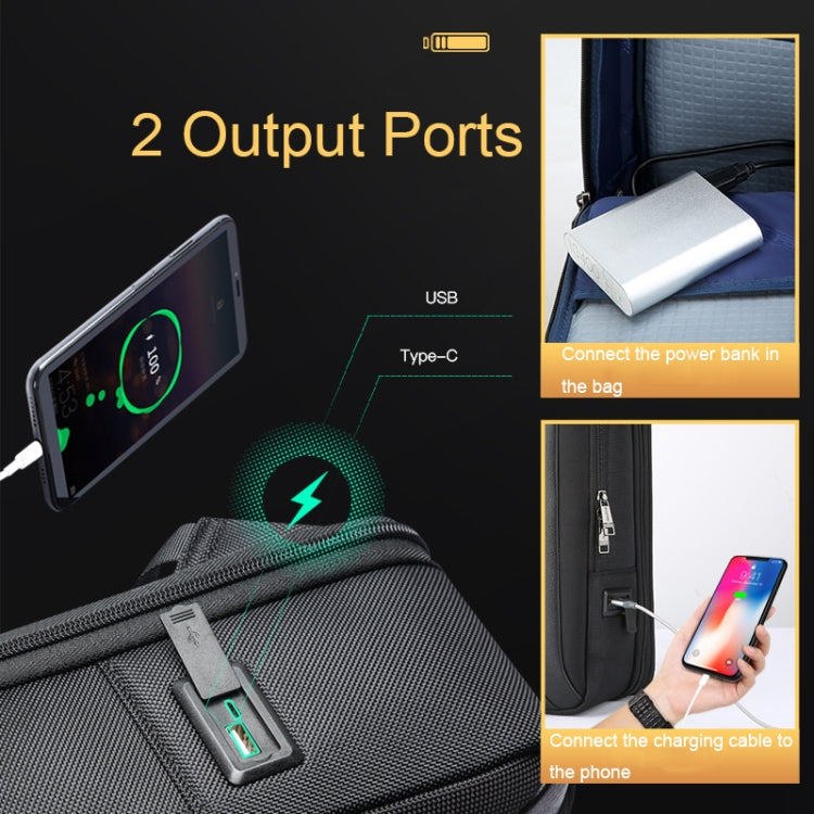 Frendorf | Bopai 61-120691A Wasserdichtes Diebstahlsicheres Laptop-Rucksack mit USB-Ladeanschluss, Spezifikation: Erweiterungs-Version