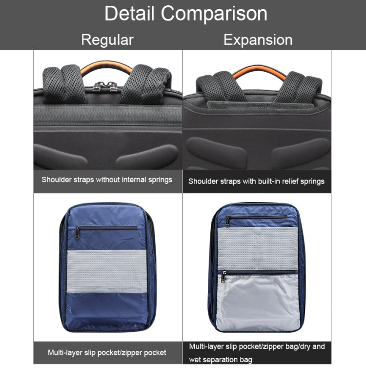 Frendorf | Bopai 61-120691A Wasserdichtes Diebstahlsicheres Laptop-Rucksack mit USB-Ladeanschluss, Spezifikation: Erweiterungs-Version