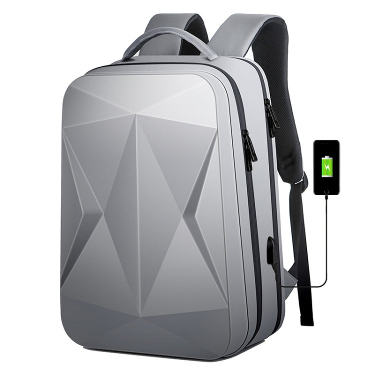 Frendorf | 160 Große Kapazität ABS Wasserdichter Laptop-Rucksack mit USB-Ladeanschluss (Hellgrau)