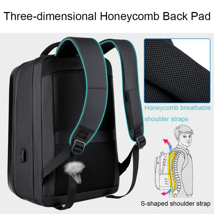 Frendorf | 160 Großer Kapazität ABS Wasserdichter Laptop-Rucksack mit USB-Ladeanschluss (Schwarz)