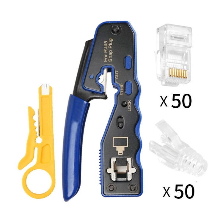 Frendorf | Rj45 8P Durchgangsloch Kristall Kopfstecker Jacke Netzwerk Werkzeug Abisolierdraht Kabel Zangen Set (Blau)