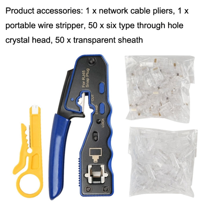 Frendorf | Rj45 8P Durchgangsloch Kristall Kopfstecker Jacke Netzwerk Werkzeug Abisolierdraht Kabel Zangen Set (Blau)
