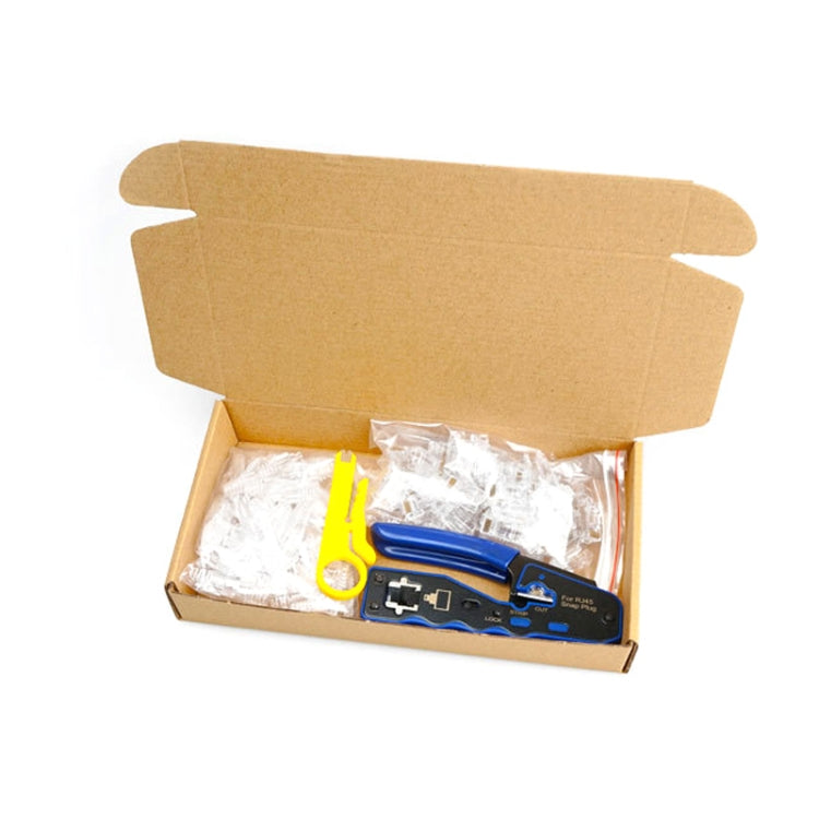 Frendorf | Rj45 8P Durchgangsloch Kristall Kopfstecker Jacke Netzwerk Werkzeug Abisolierdraht Kabel Zangen Set (Blau)