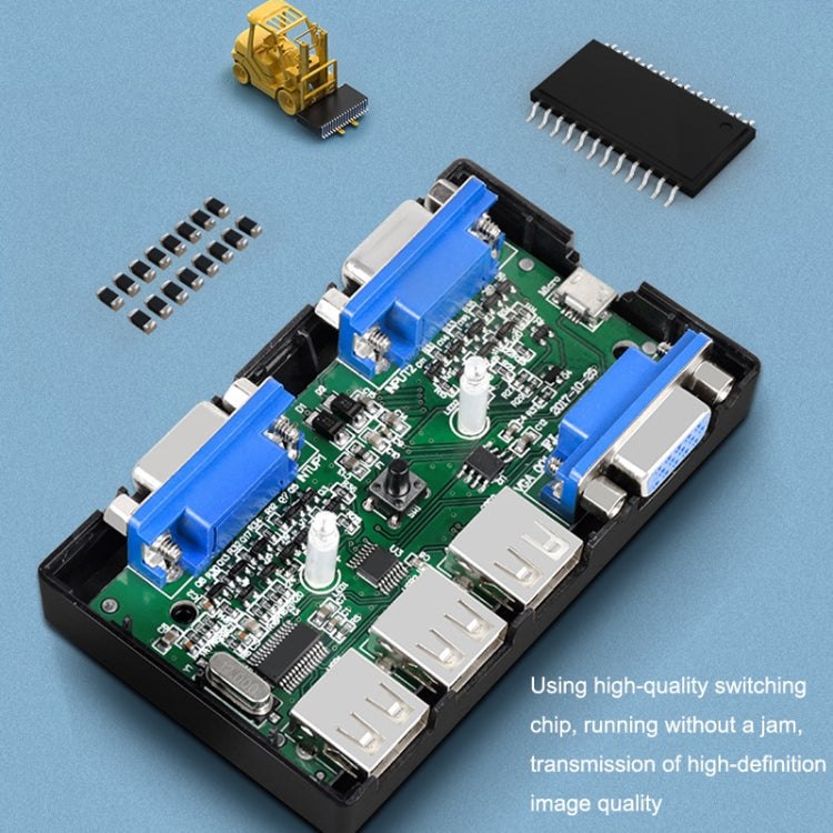 Frendorf | FJGEAR FJ-201UK 2 In 1 Out KVM Switcher Mit Desktop Controller Mit Kabel (Schwarz)