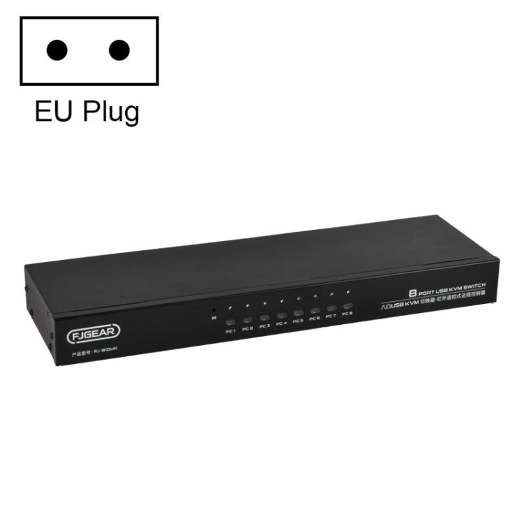 Frendorf | FJGEAR FJ-810UK 8 In 1 Out Computer Host VGA Zu KVM Switcher Mit Desktop Switch, EU Stecker (Schwarz)
