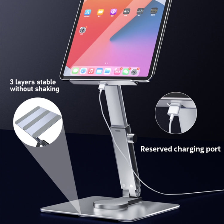 Frendorf | JUNDNE H06 Desktop Faltbarer Handyhalter Tragbarer Teleskop Rotierender Tablet-Ständer (Dunkelgrau)