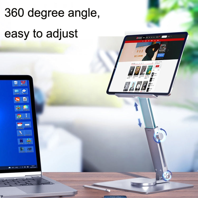 Frendorf | JUNDNE H06 Desktop Faltbarer Handyhalter Tragbarer Teleskop Rotierender Tablet-Ständer (Dunkelgrau)