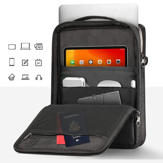 Frendorf | 13.3-14 Zoll Tragbare Laotop Tasche Wasserdicht Multifunktionale Schulter Umhängetasche (Schwarz)