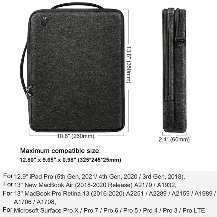 Frendorf | 13.3-14 Zoll Tragbare Laotop Tasche Wasserdicht Multifunktionale Schulter Umhängetasche (Schwarz)
