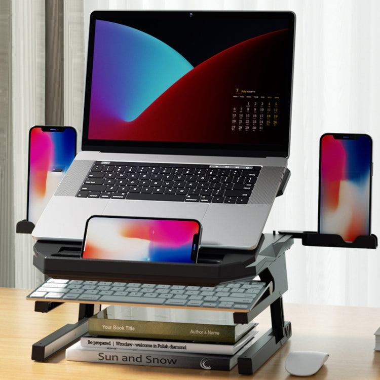 Frendorf | Doppelschicht Faltbarer Laptopständer Aluminium Computer Höhenverstellbares Gestell (Schwarz)