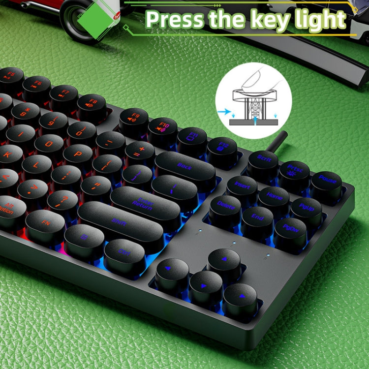 Frendorf | Dark Alien DK100 87 Tasten Hot Plug-In Leuchtende Gaming Kabelgebundene Mechanische Tastatur, Kabellänge: 1,3m (Weiß Pink)