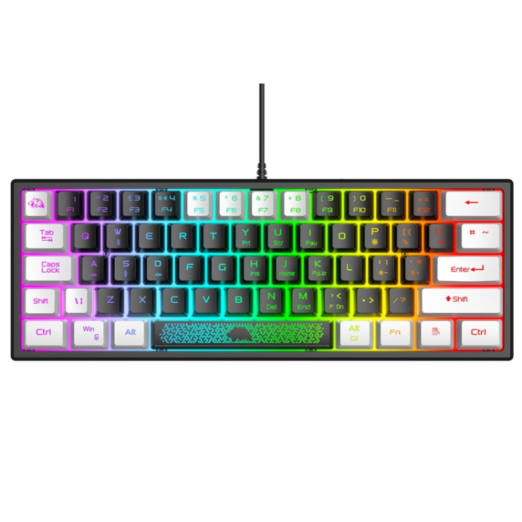 Frendorf | ZIYOULANG K61 62 Tasten Spiel RGB Beleuchtung Notebook Kabel Tastatur, Kabellänge: 1,5 m (Schwarz Weiß)